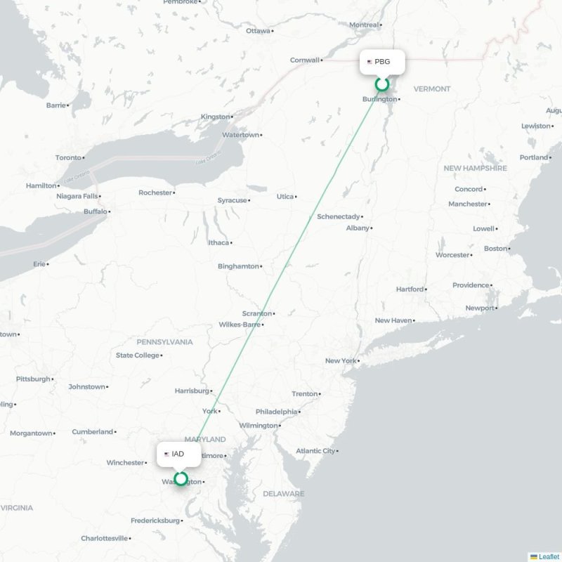 PBG - IAD route map