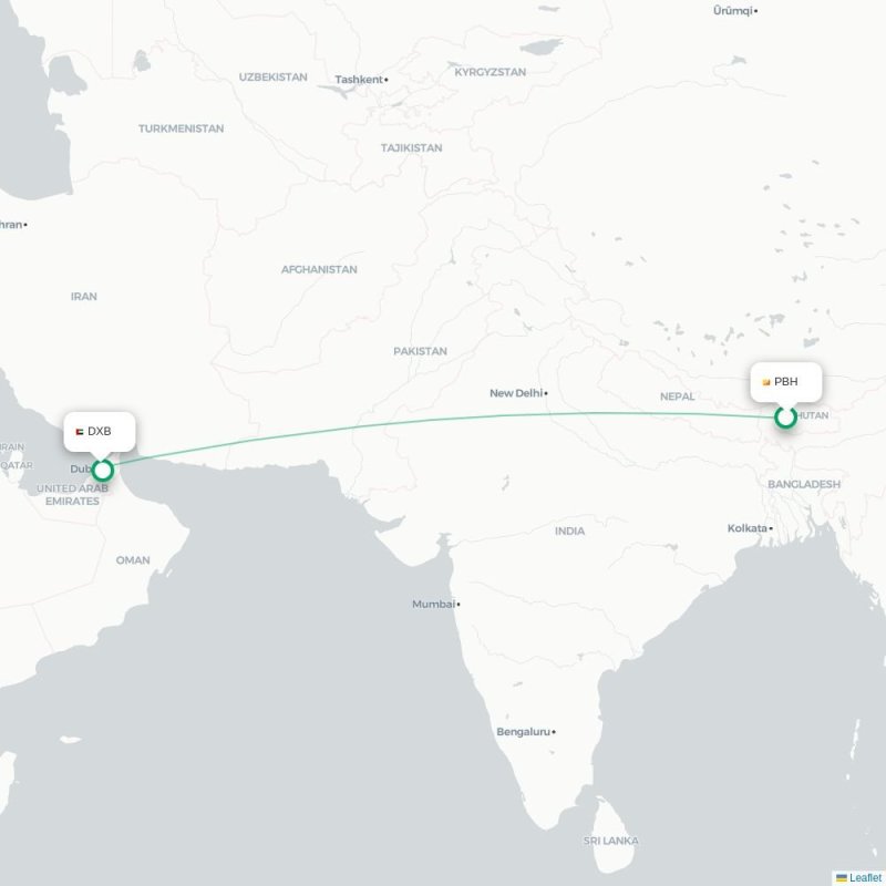 PBH - DXB route map