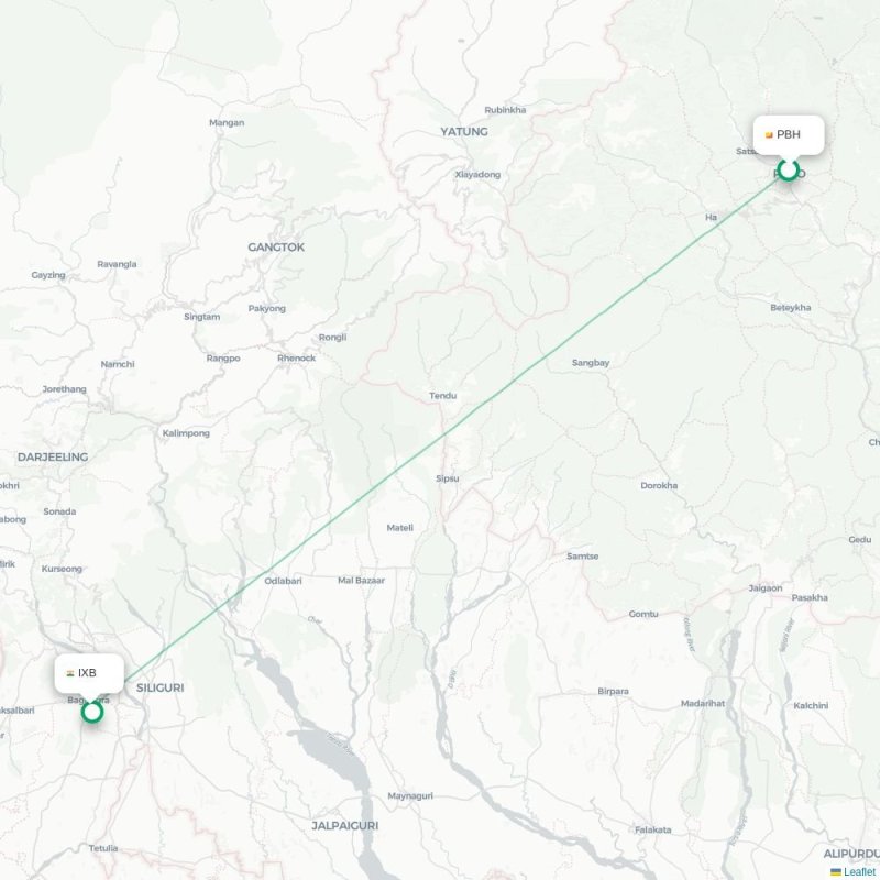 PBH - IXB route map
