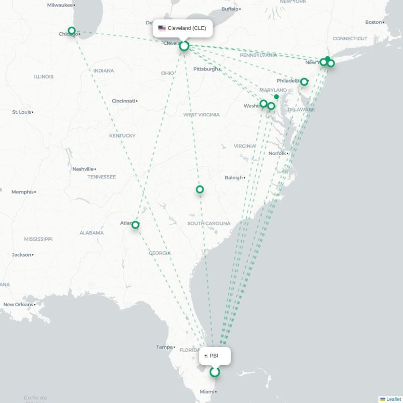 PBI - CLE route map