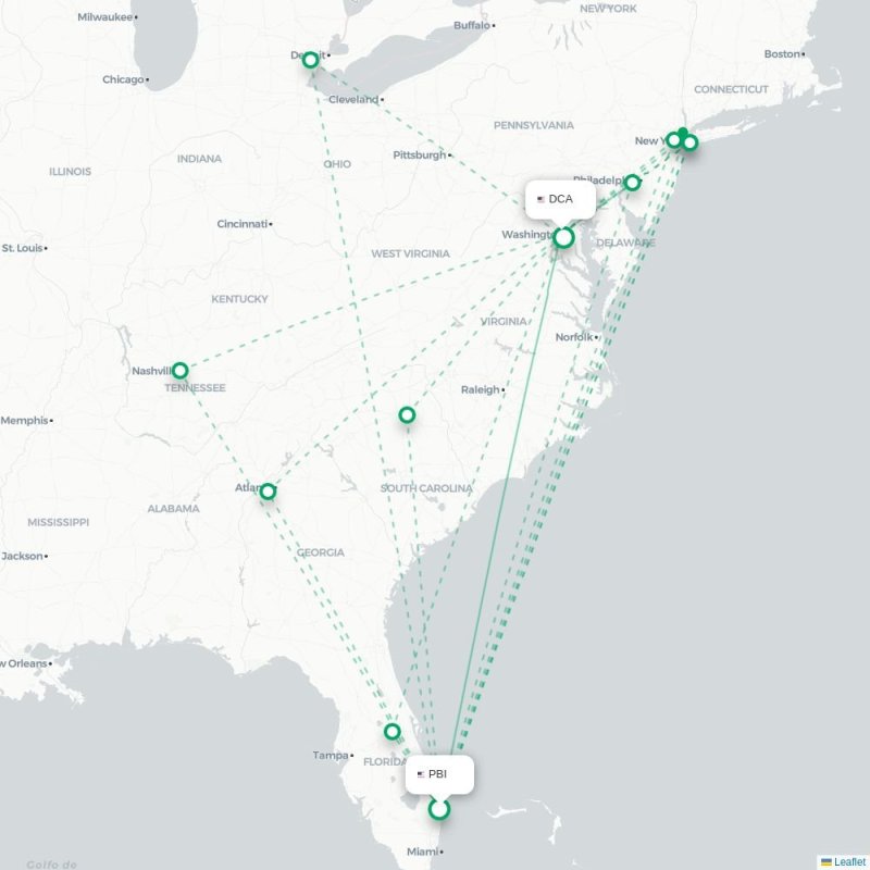 PBI - DCA route map