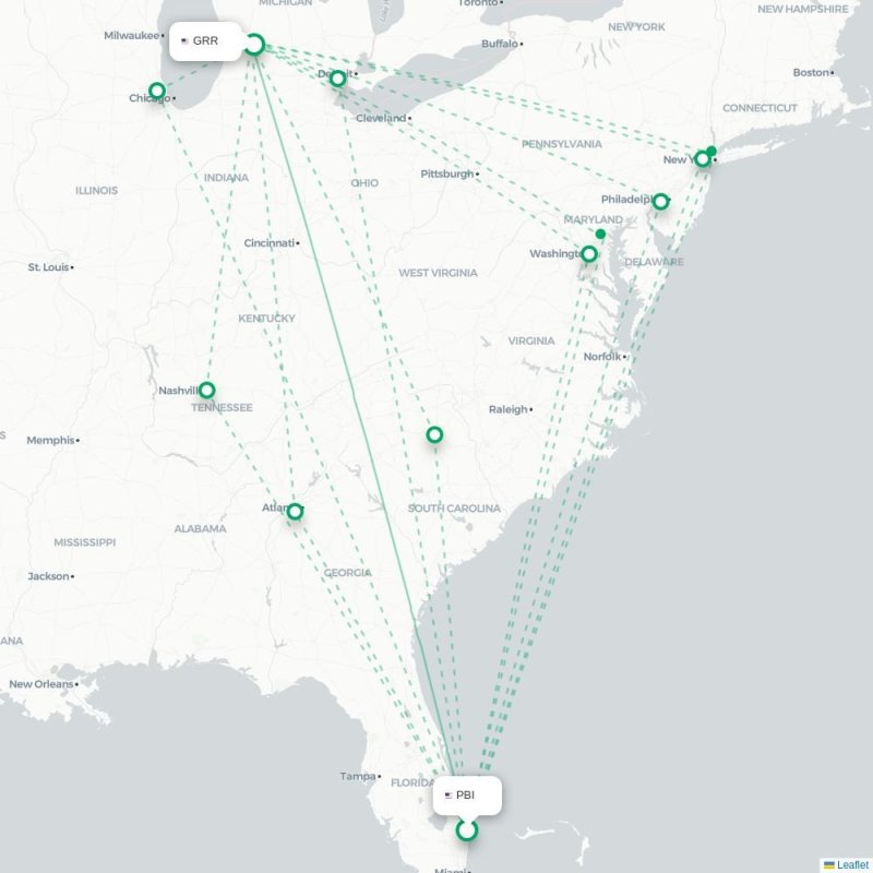 PBI - GRR route map