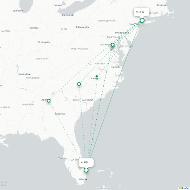 PBI - HPN route map