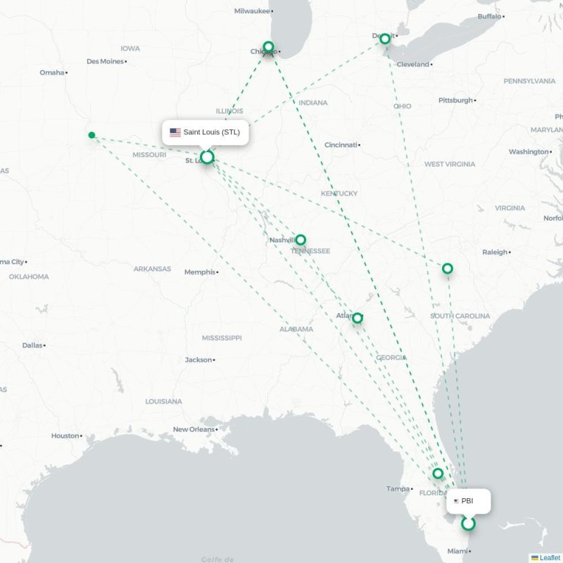PBI - STL route map