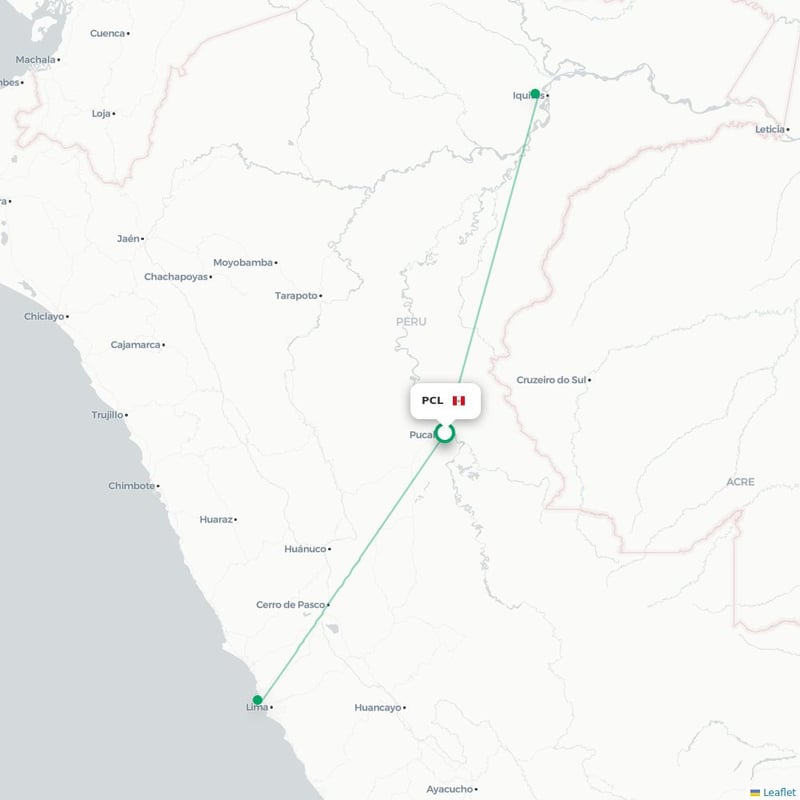 Route map Pucallpa  PCL airport