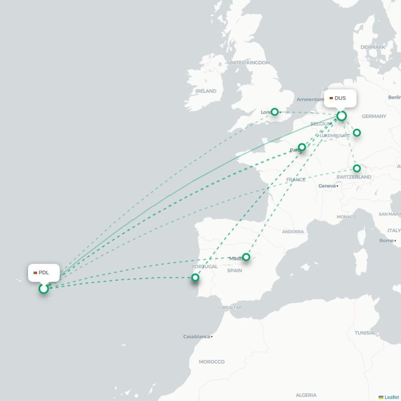 PDL - DUS route map