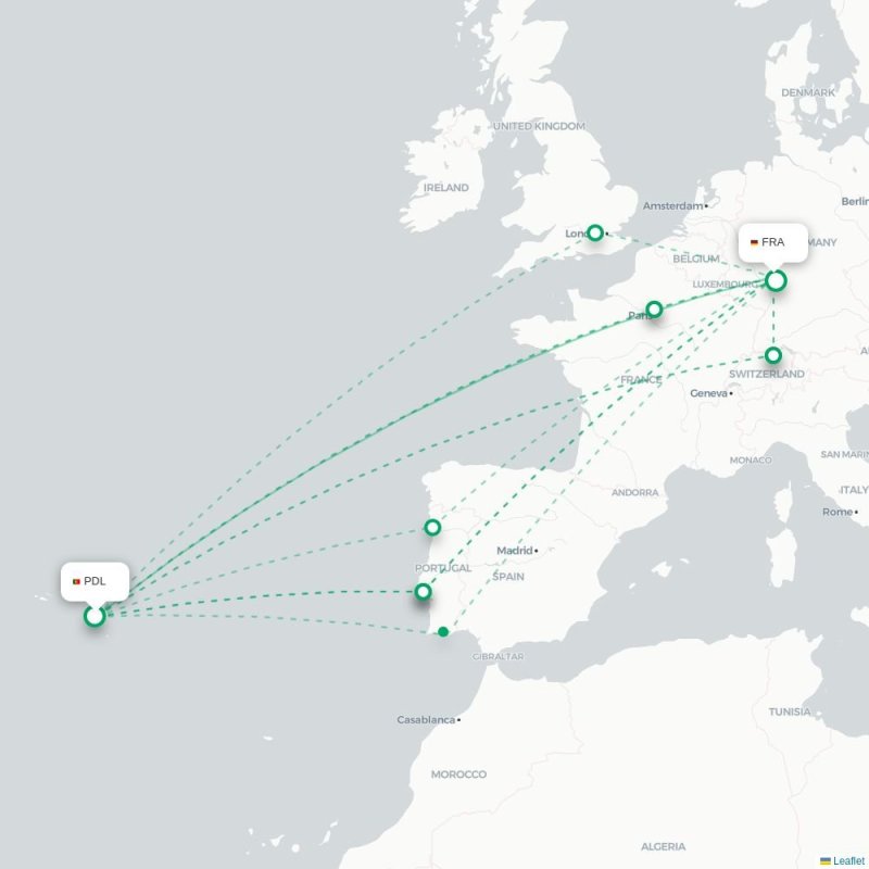 PDL - FRA route map