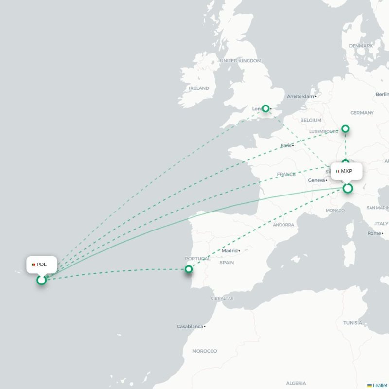 PDL - MXP route map