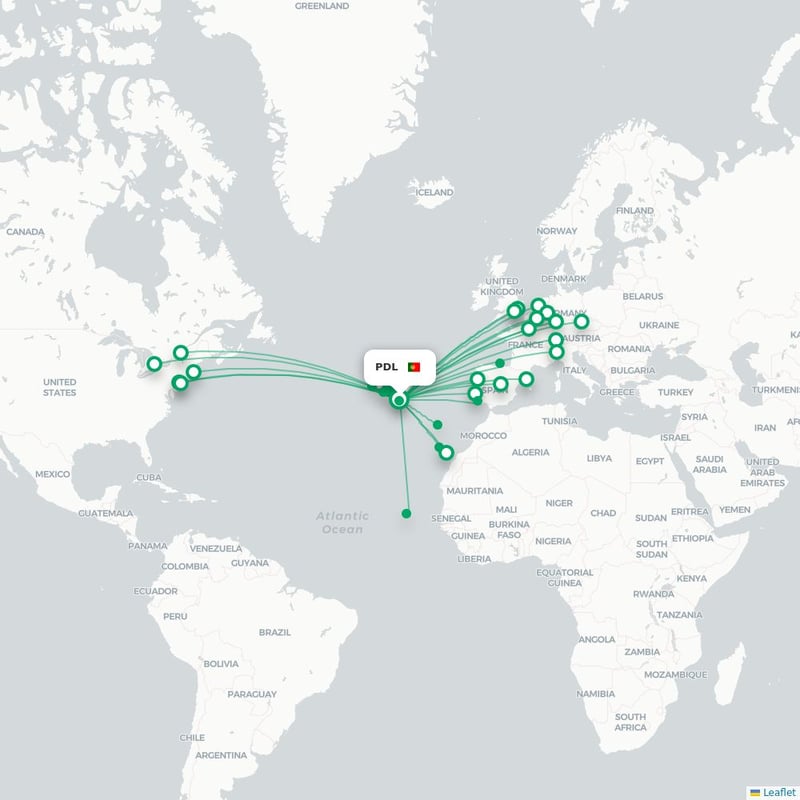 Route map Ponta Delgada  PDL airport