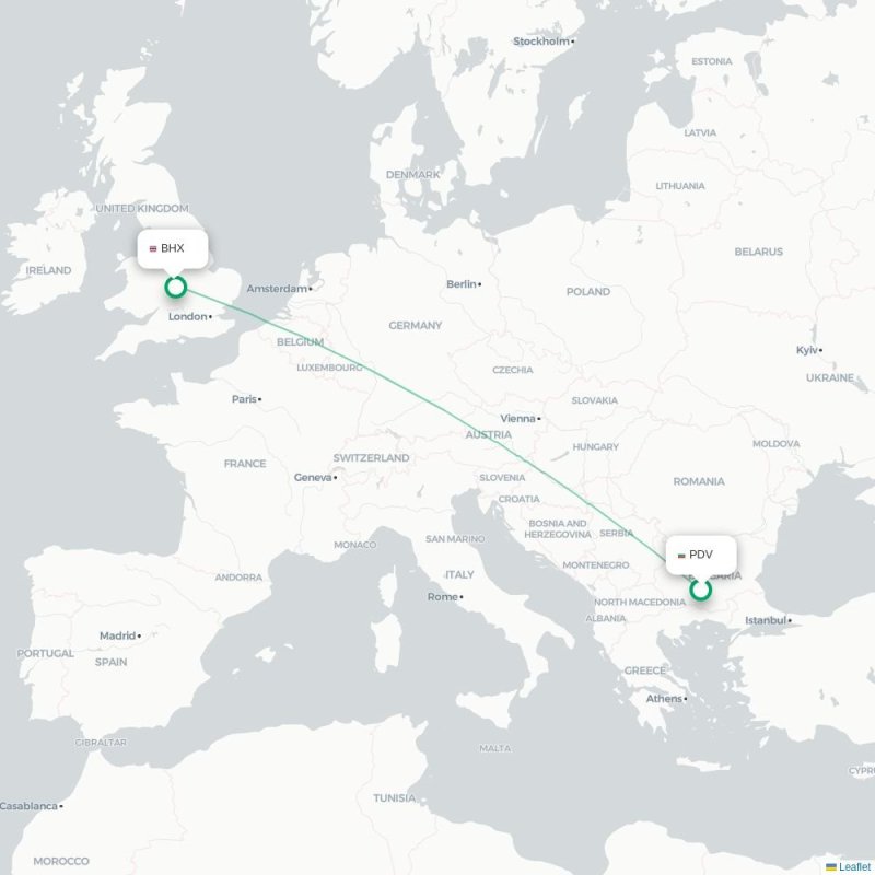 PDV - BHX route map
