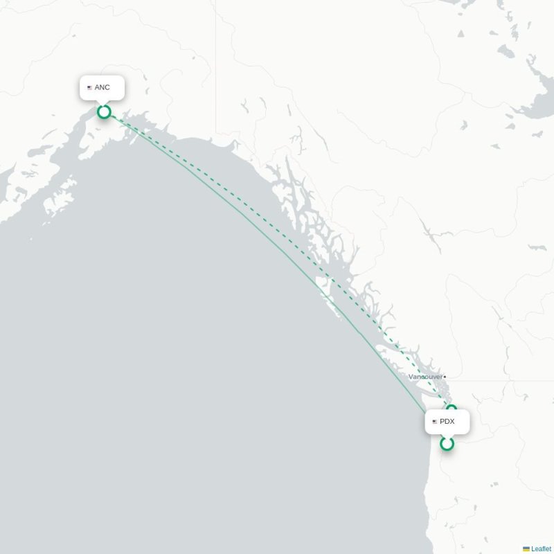 PDX - ANC route map