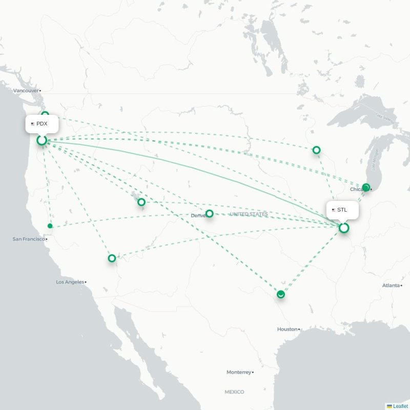 PDX - STL route map