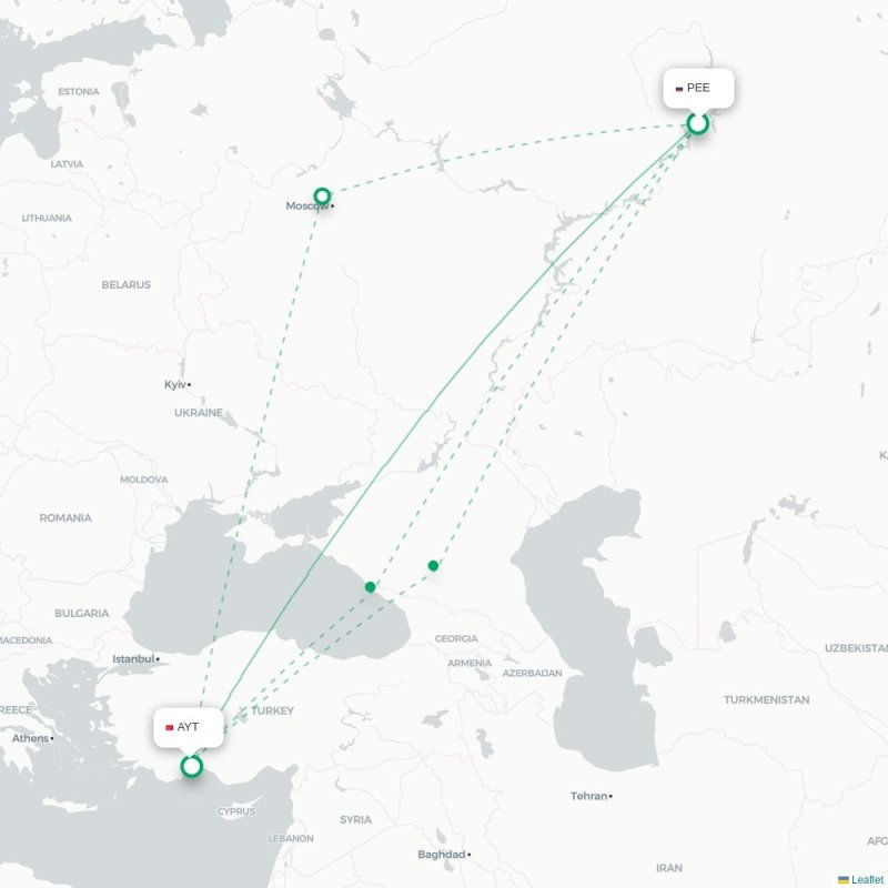 PEE - AYT route map