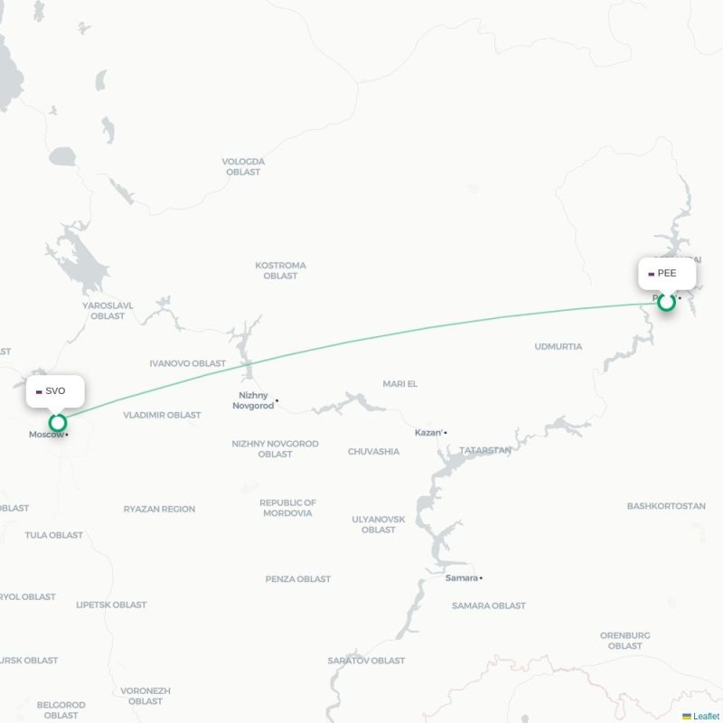 PEE - SVO route map