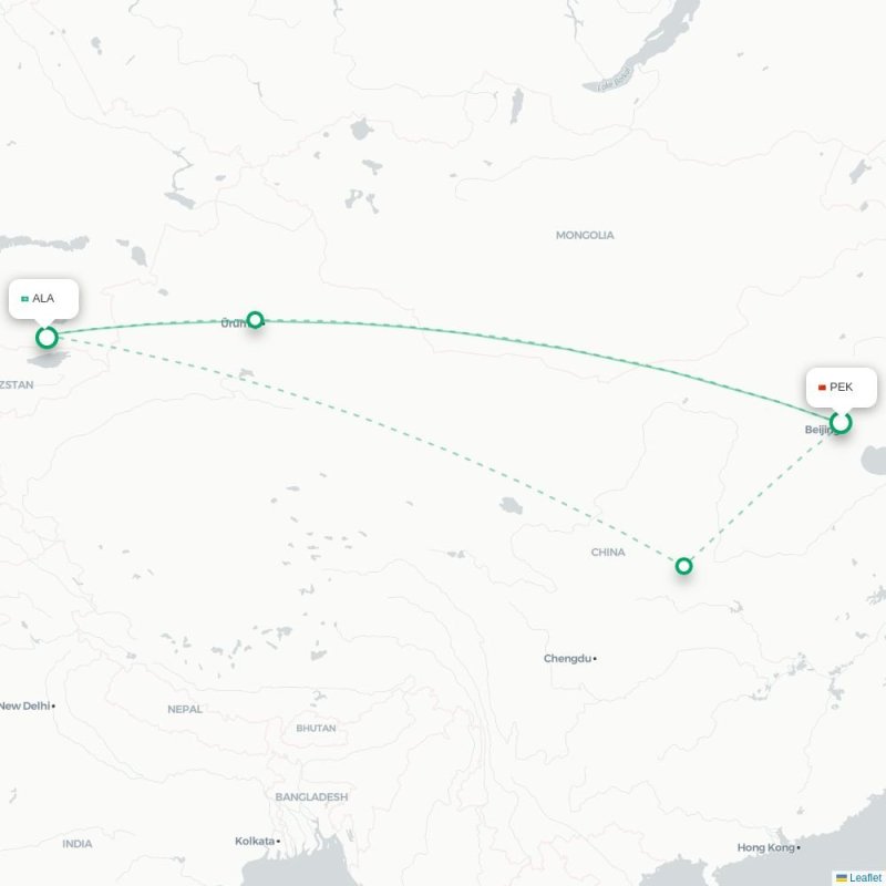 PEK - ALA route map