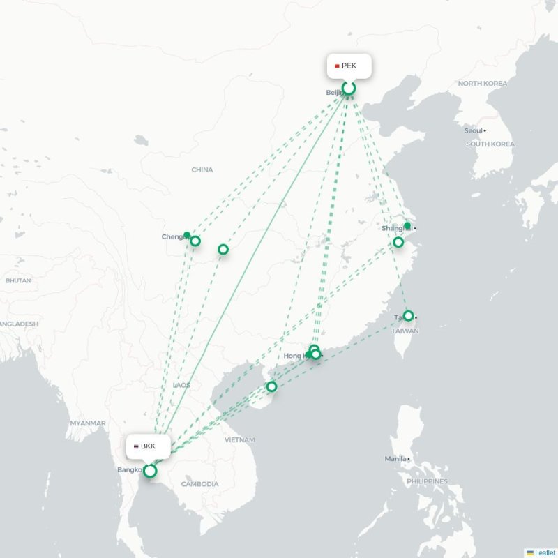 PEK - BKK route map
