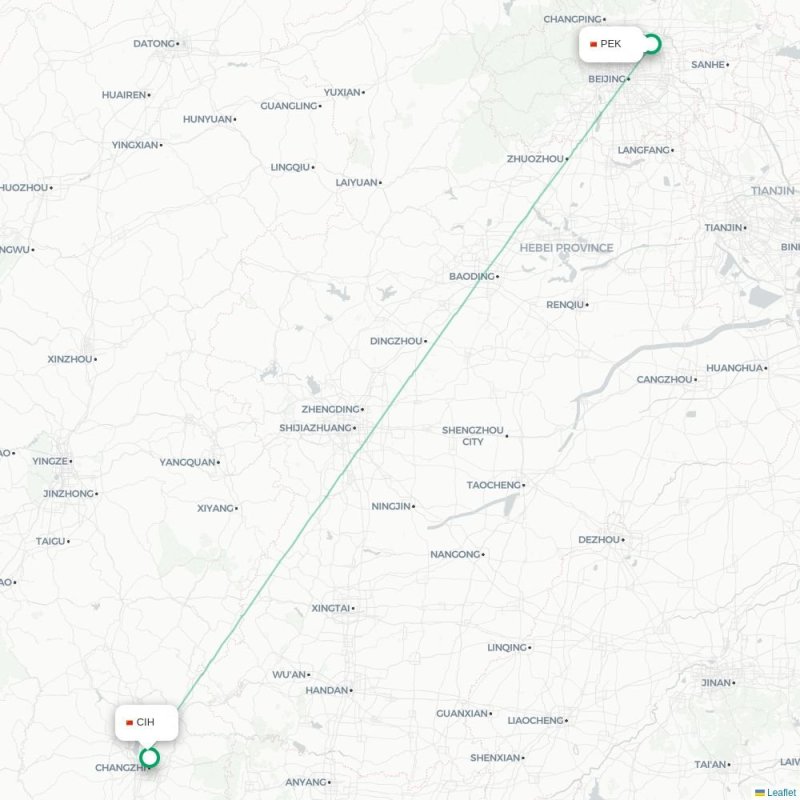 PEK - CIH route map
