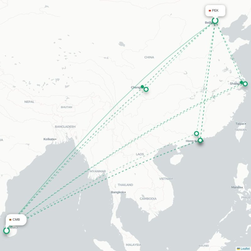 PEK - CMB route map
