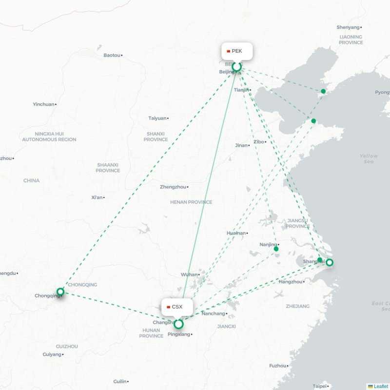 PEK - CSX route map