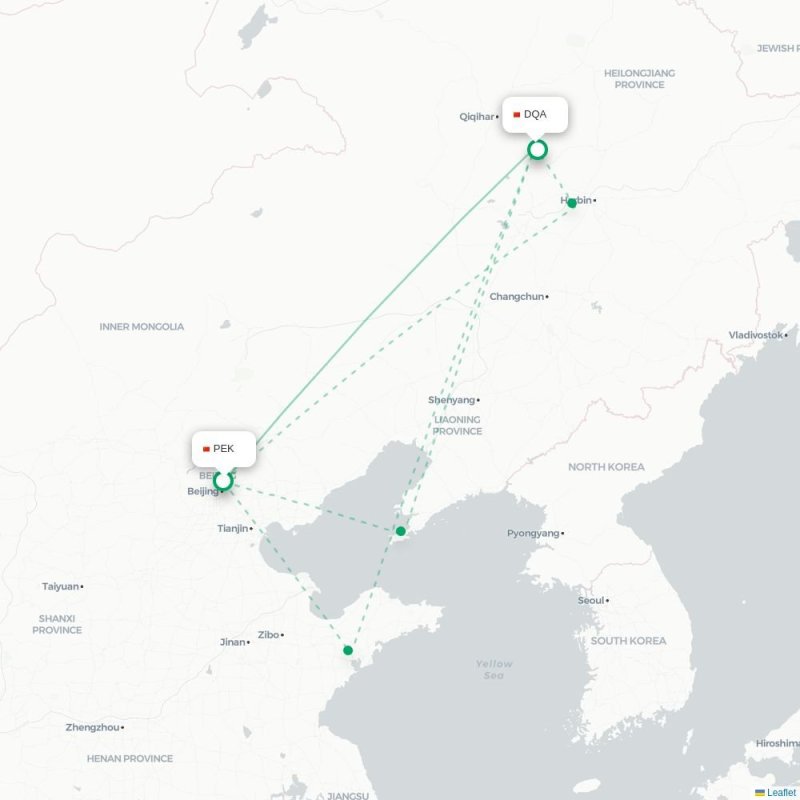 PEK - DQA route map