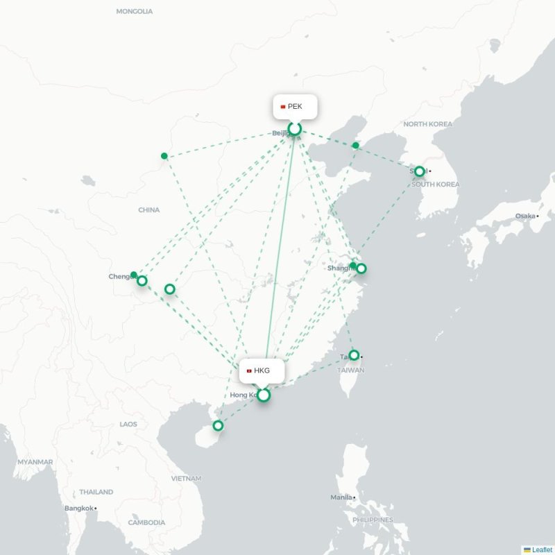 PEK - HKG route map