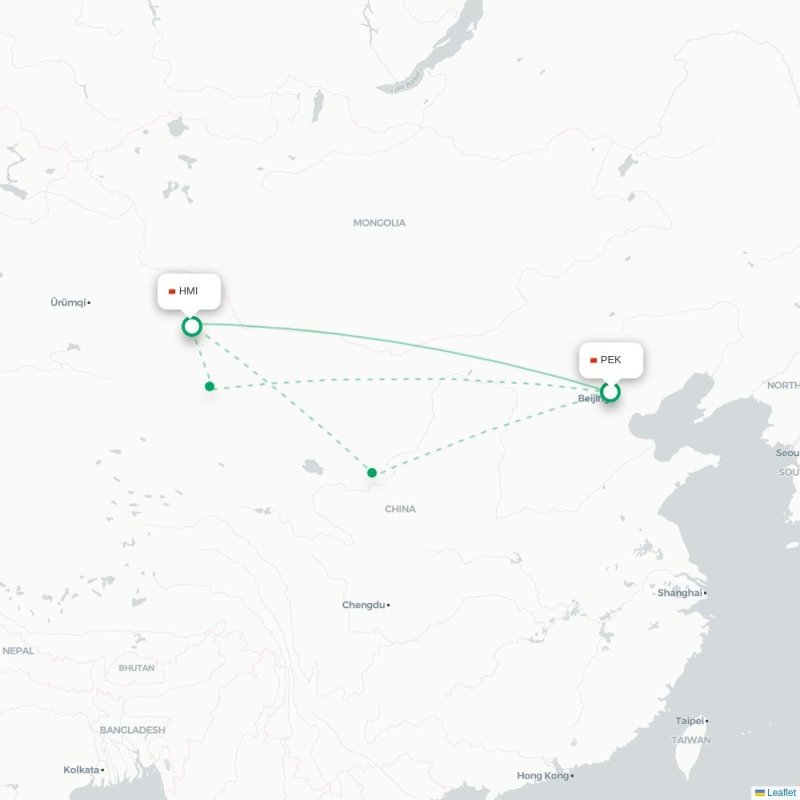 PEK - HMI route map