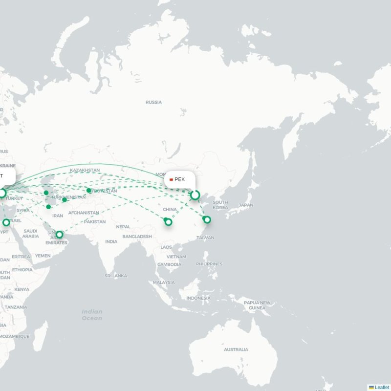 PEK - IST route map