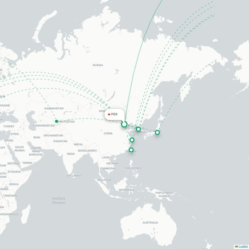 PEK - JFK route map