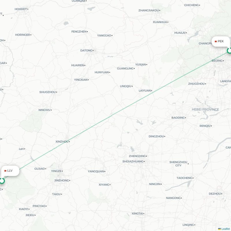 PEK - LLV route map