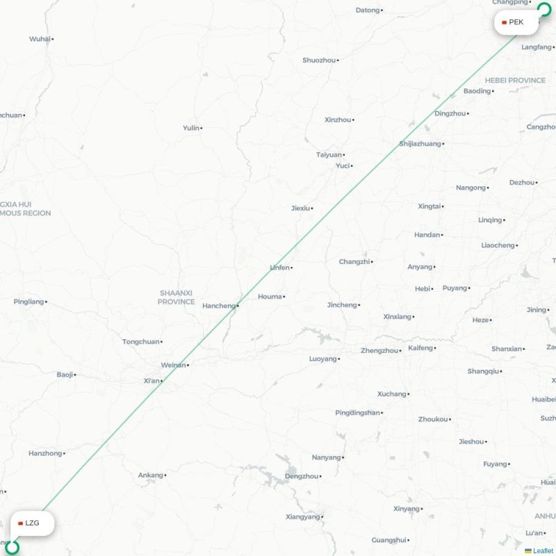 PEK - LZG route map