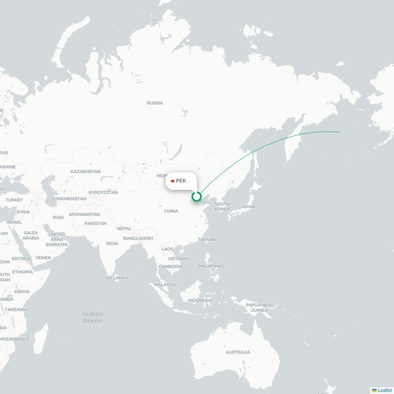 PEK - TIJ route map