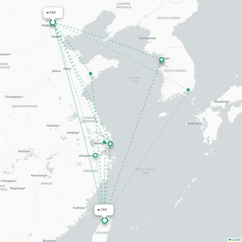 PEK - TPE route map