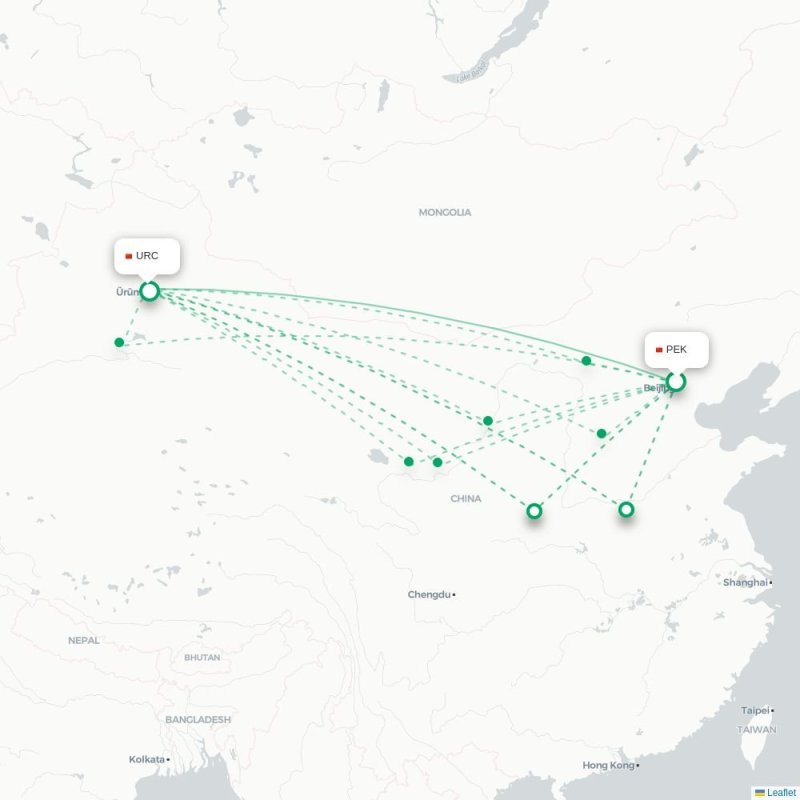 PEK - URC route map