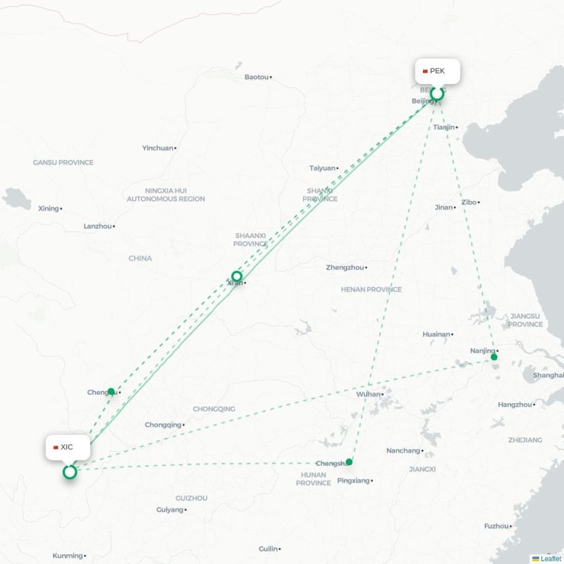 PEK - XIC route map