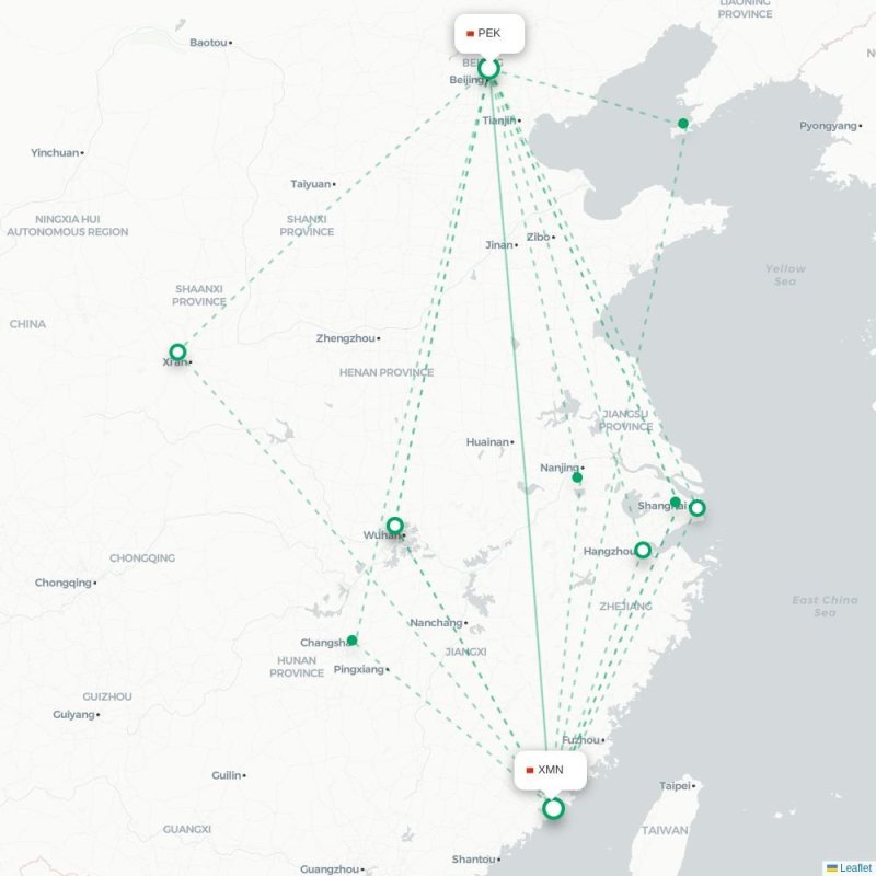 PEK - XMN route map