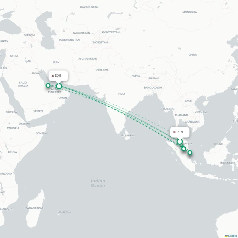 PEN - DXB route map