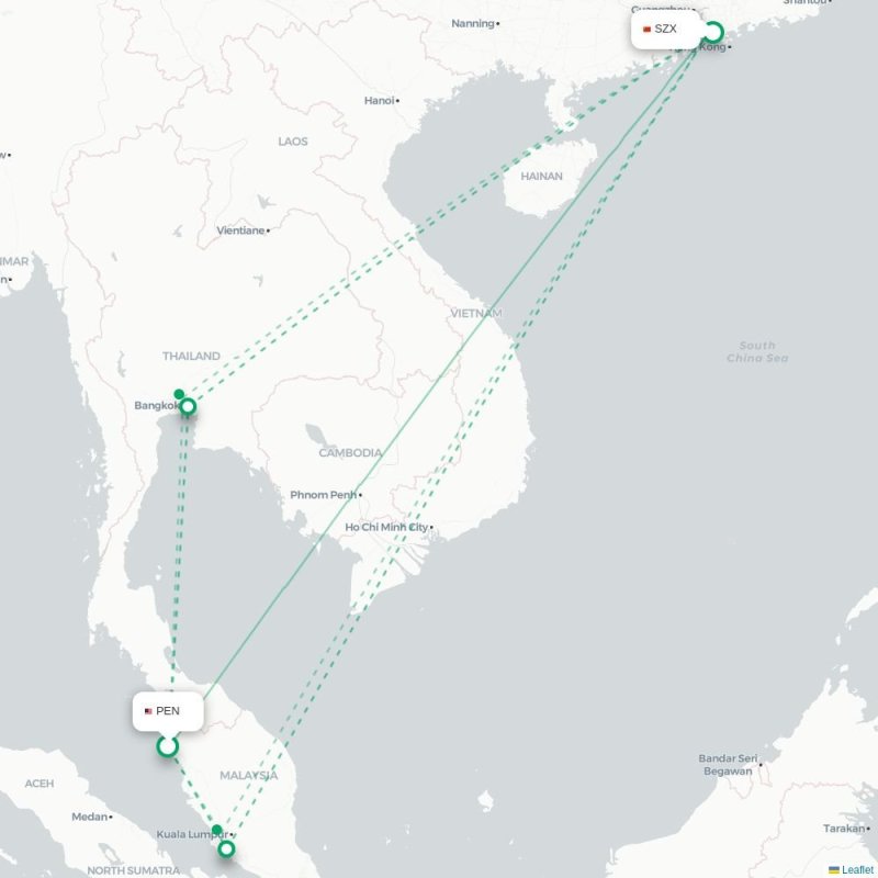PEN - SZX route map