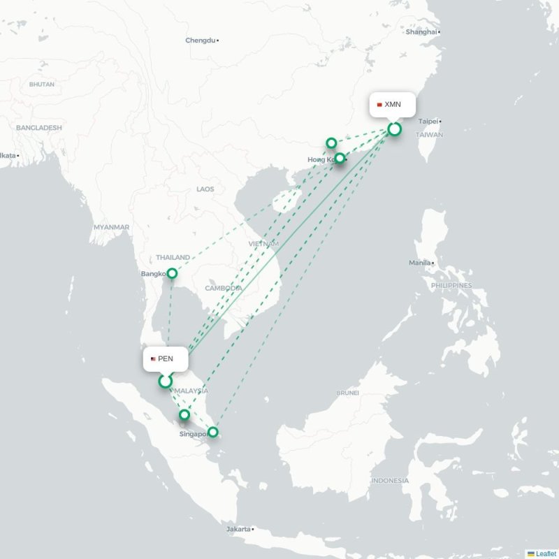 PEN - XMN route map