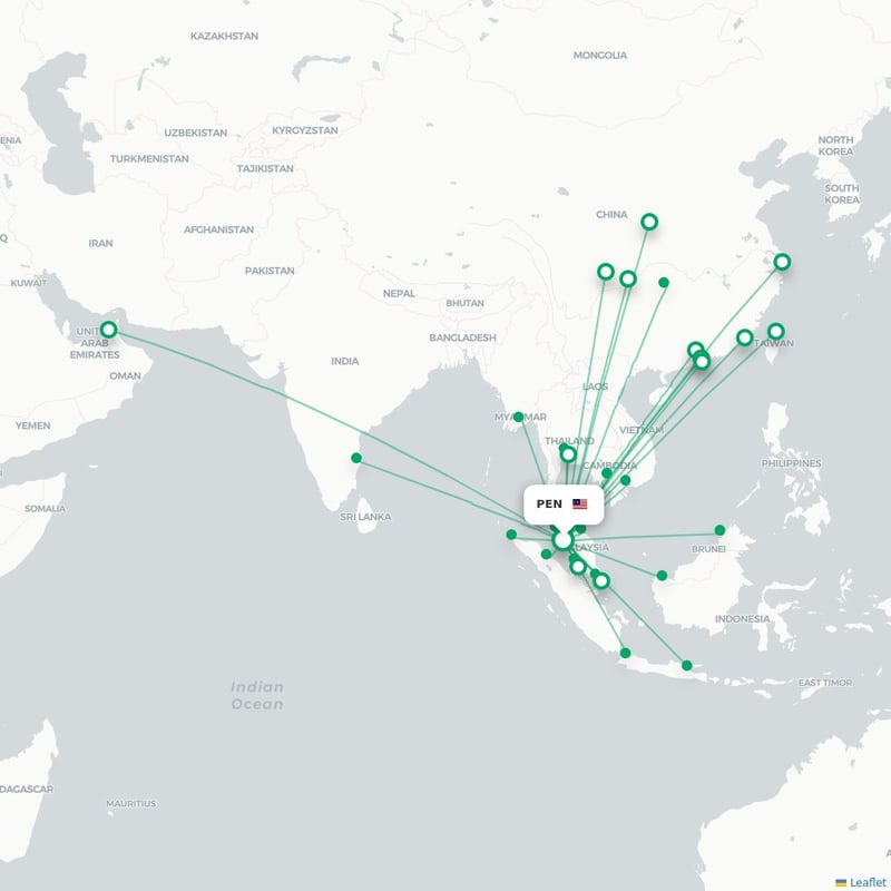 Route map Penang  PEN airport
