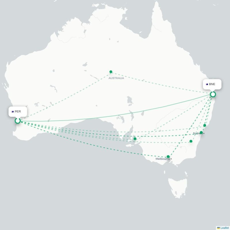 PER - BNE route map