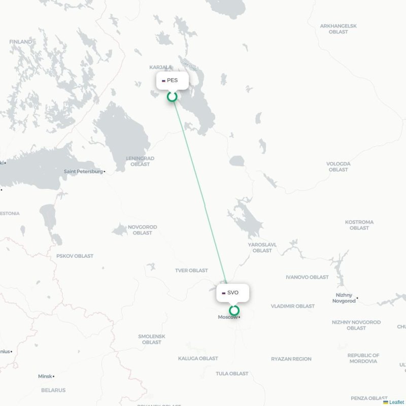 PES - SVO route map