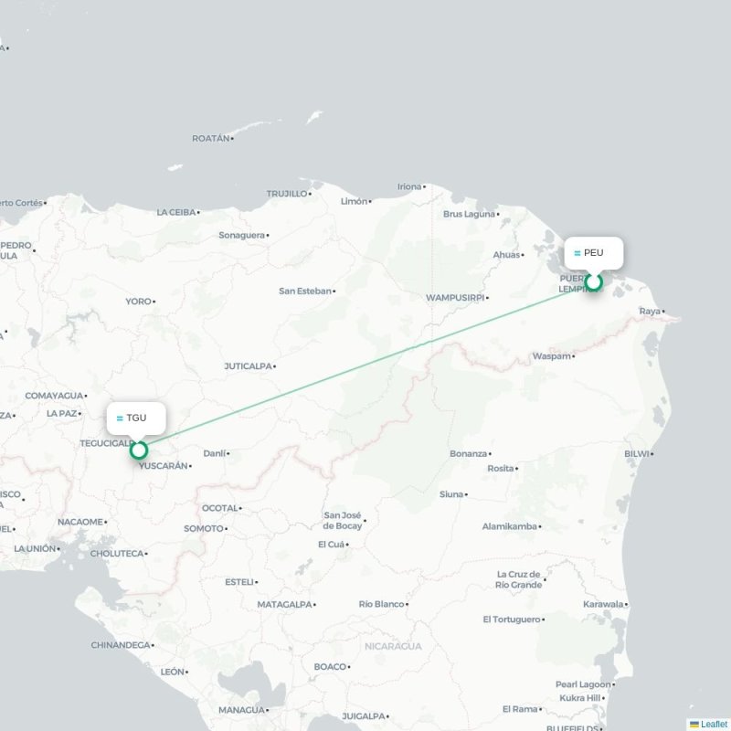 PEU - TGU route map