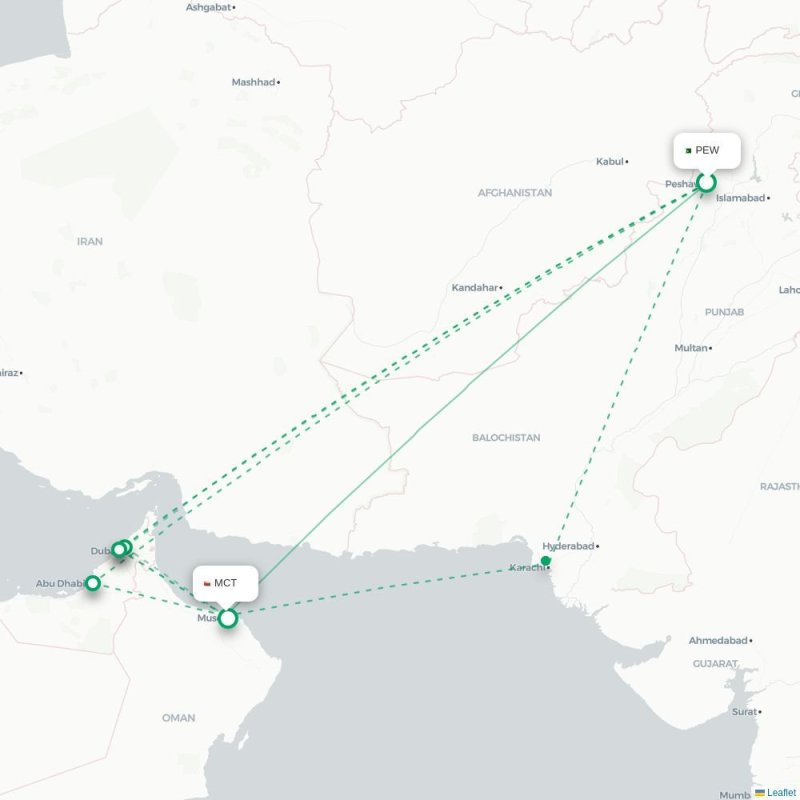 PEW - MCT route map