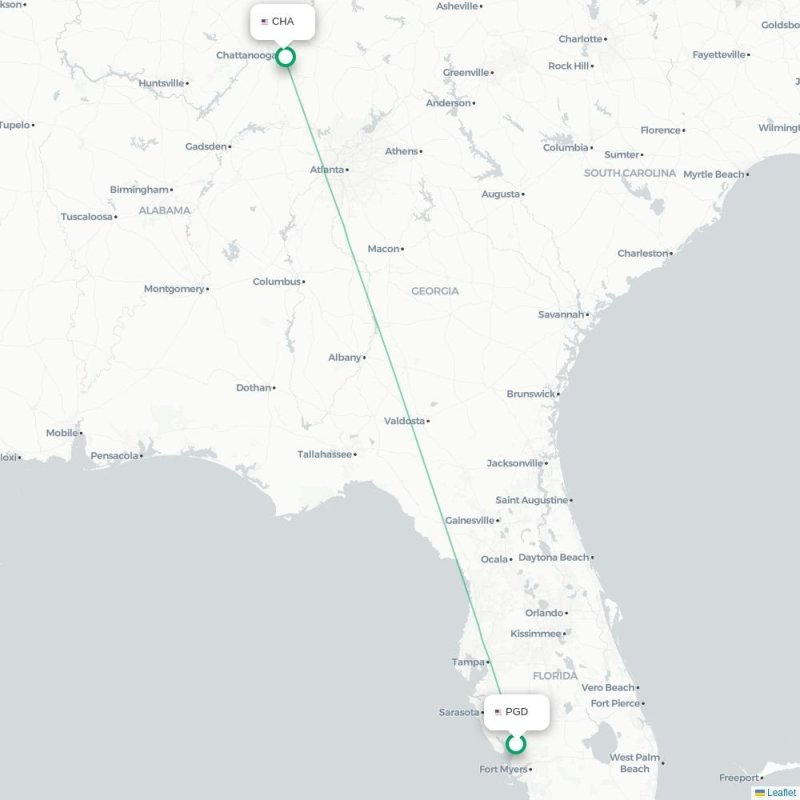 PGD - CHA route map