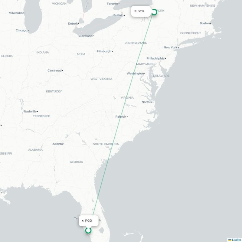 PGD - SYR route map