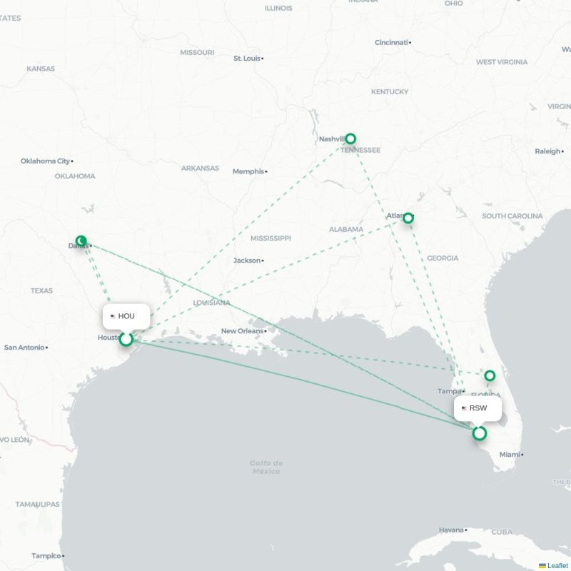 PHL - RSW route map