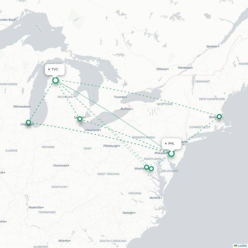 PHL - TVC route map