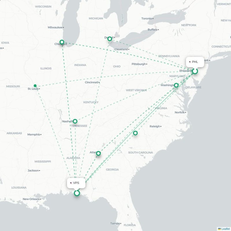 PHL - VPS route map