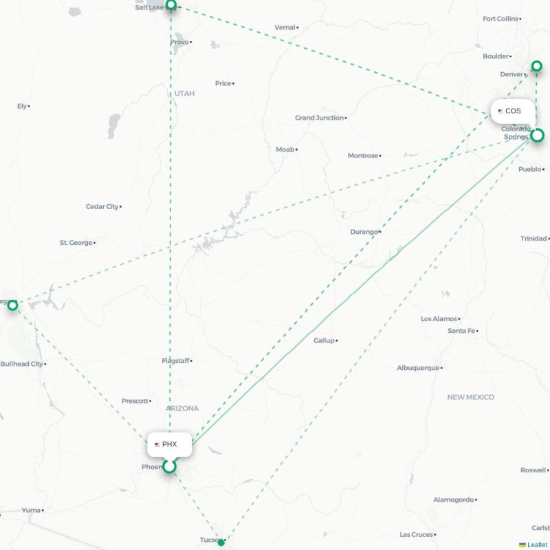 PHX - COS route map