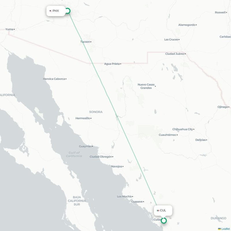 PHX - CUL route map